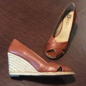 Via Neroli Leather Peep-toe Espadrille